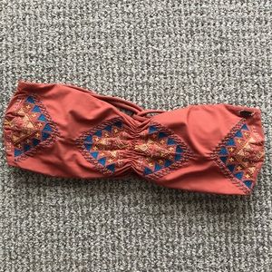strapless bikini top, rust orange color